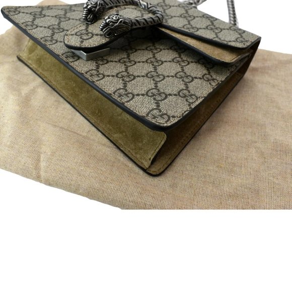 GUCCI  Dionysus Mini GG Supreme Canvas Crossbody Bag Beige - Picture 8 of 11